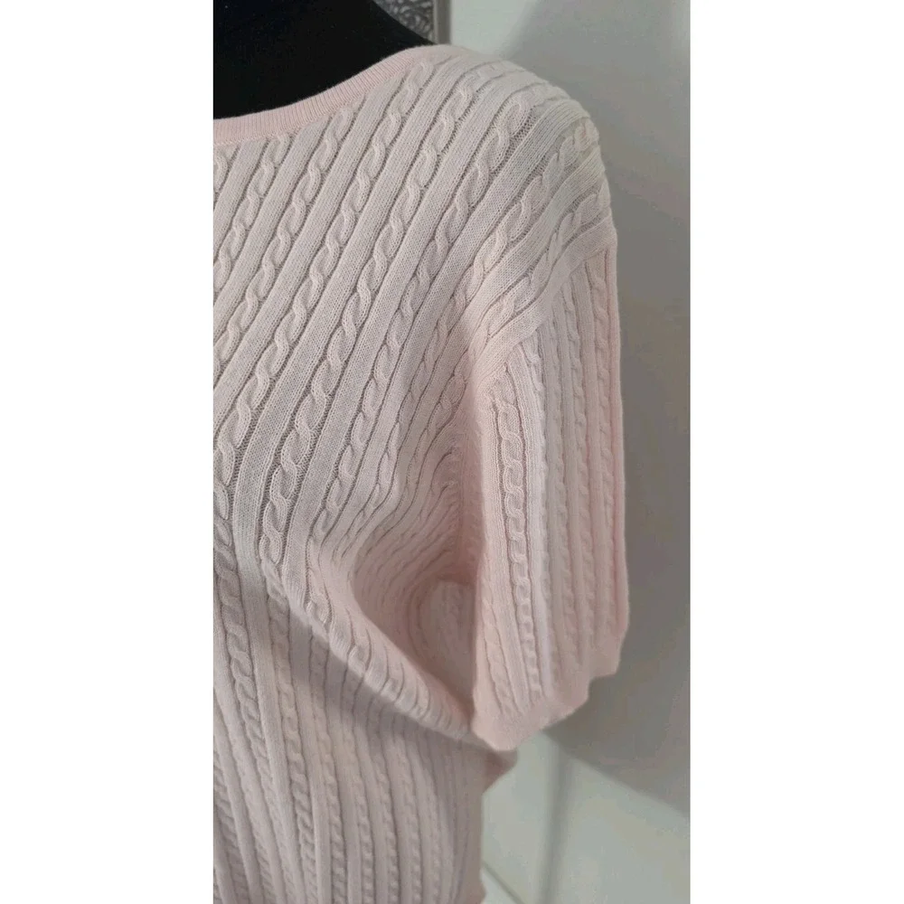 NWOT Croft & Barrow Plus‎ 3X Pink Cable Knit Sweater Preppy Classic Old Money